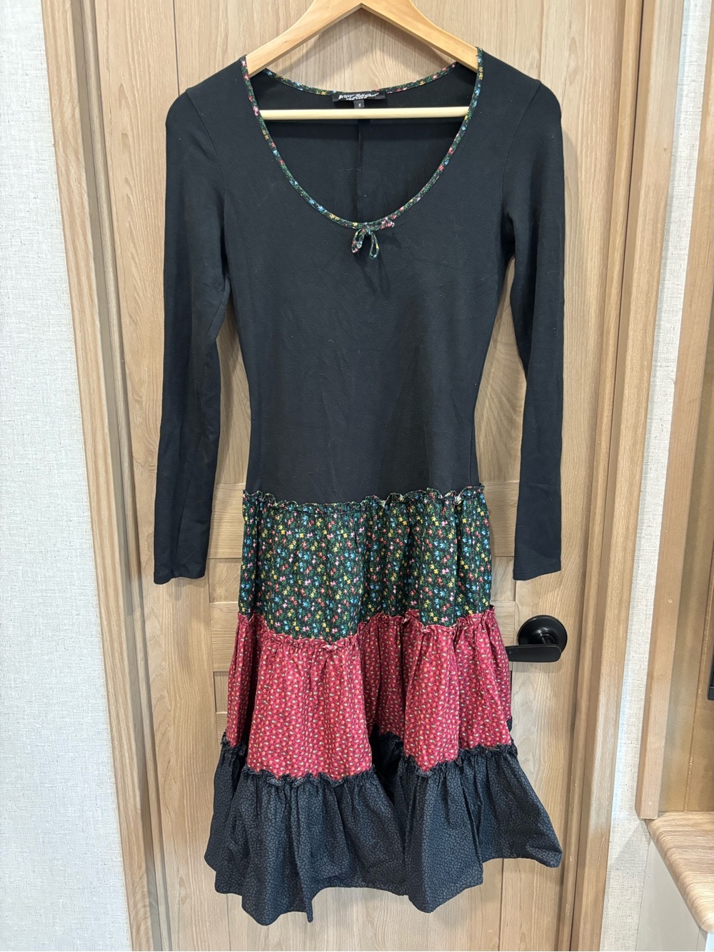 Betsy Johnson Vintage Y2K Dress S Floral Whimsy Punk Ruffle Whimsigoth Fairycore